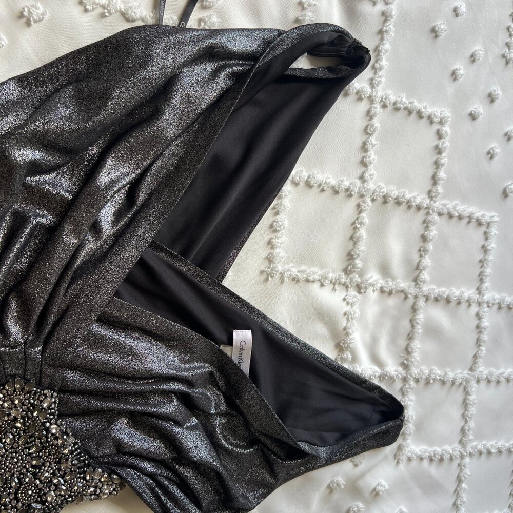 Calvin Klein Cocktail dress silver & black with embellishment Size 8 - Picture 9 of 16